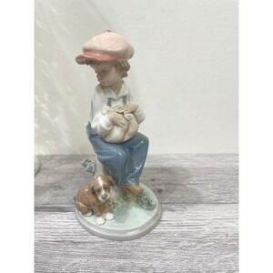 Lladro Pals Forever Boy with Dog Porcelain Figurine 5401 Glossy Made in Spain